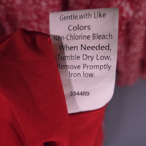 Mopogoss Chiffon Ruffle Dress Size Large Red and White Leopard Print Long Sleeve - Picture 12 of 13